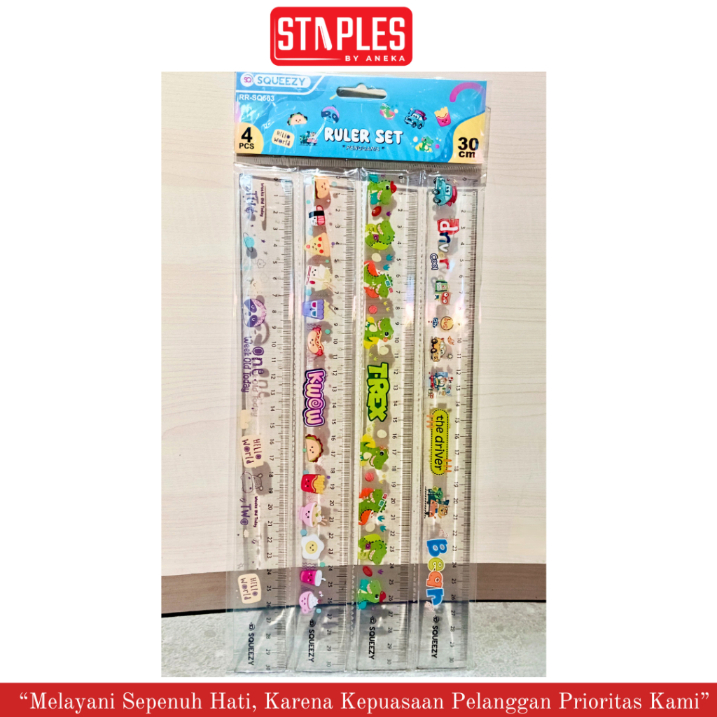 

Penggaris Plastik Karakter 30CM / Penggaris Fancy 1 set isi 4 PCS / Ruler RR-SQ663