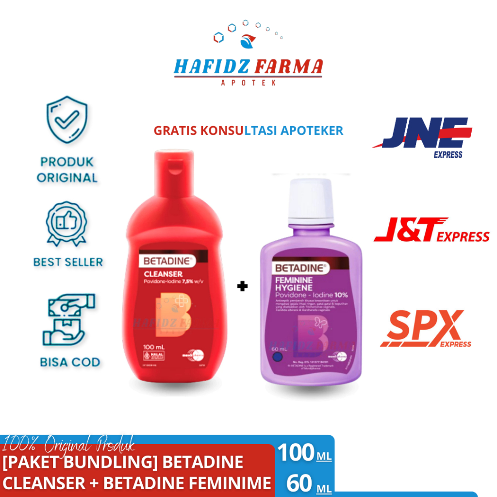 [BUNDLING] Betadine - Antiseptik Skin Cleanser 100ml + Betadine - Feminime Hygiene 60ml