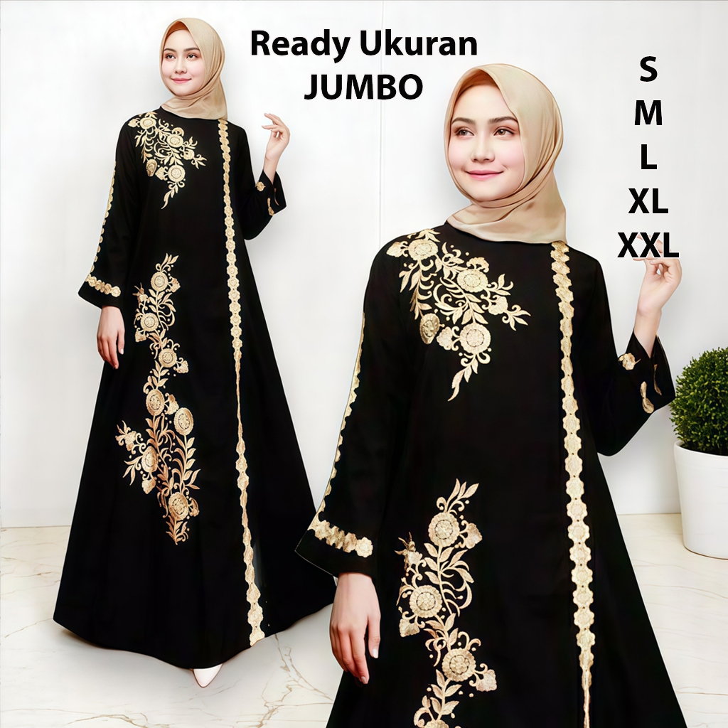 Abaya Hitam Turkey Gamis Dress Arab Abaya Jumbo Jubah Hitam Wanita Gamis Turki Gamis Orang Tua
