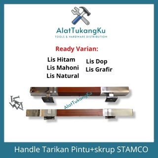 Stamco Gagang Tarikan Pintu 2 daun Pintu Ruang Tamu Motif Lis Stainless Steel Warna Panjang 30 cm / 