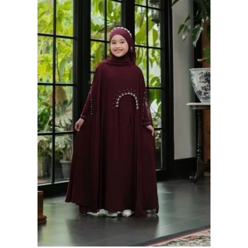 100% AMAN Khadijah Set Gamis Anak Putih 1-13 Tahun Gamis Anak Perempuan Manasik Haji Gamis Syar'i
