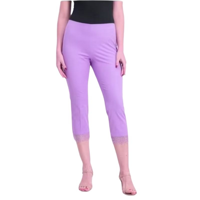 Defeck Celana Ungu Lilac Simple Pants Kaki Renda Branded