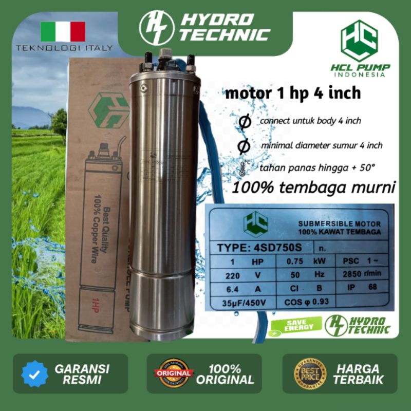 motor / mesin submersible hcl pump 1 hp bodi 4 inch
