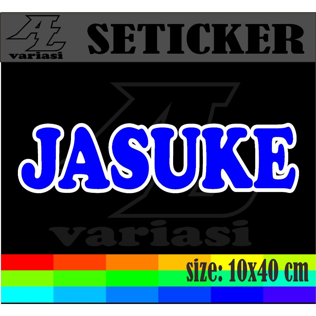 

cutting stiker tempelan nama jualan jasuke dengan variasi dobel warna dengan ukuran 10x40 cm
