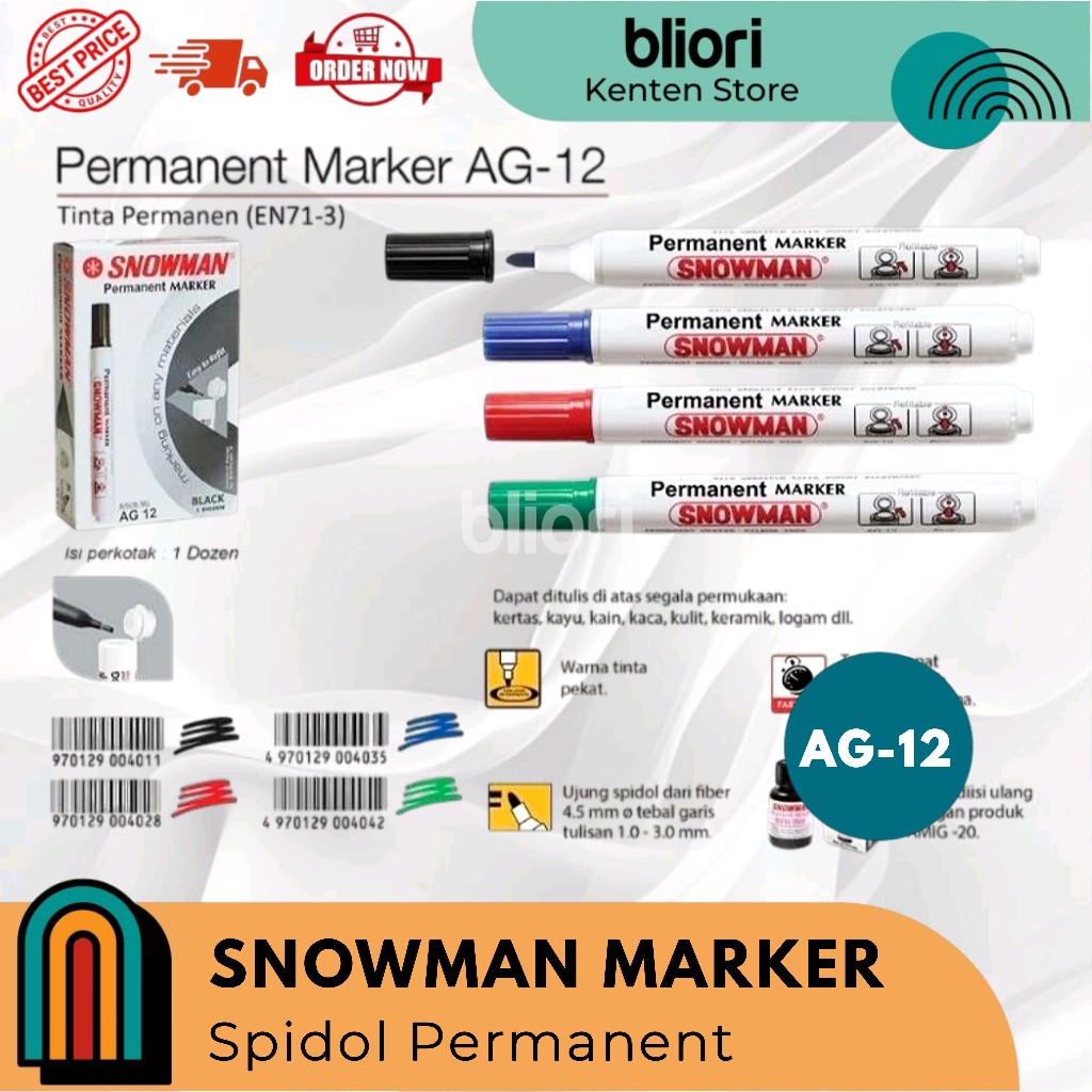 

Spidol SNOWMAN AG-12 Permanent Market