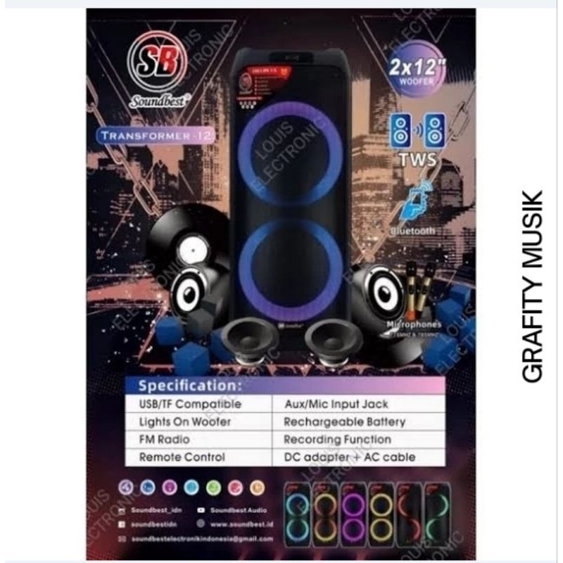 Speaker Portable Wireless Soundbest Transformers 12 Original  Speaker Portable Soundbest 12 Inch
