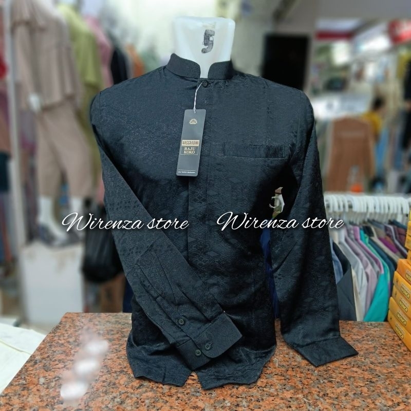 Baju Koko pria lengan panjang  manset khusus hitam