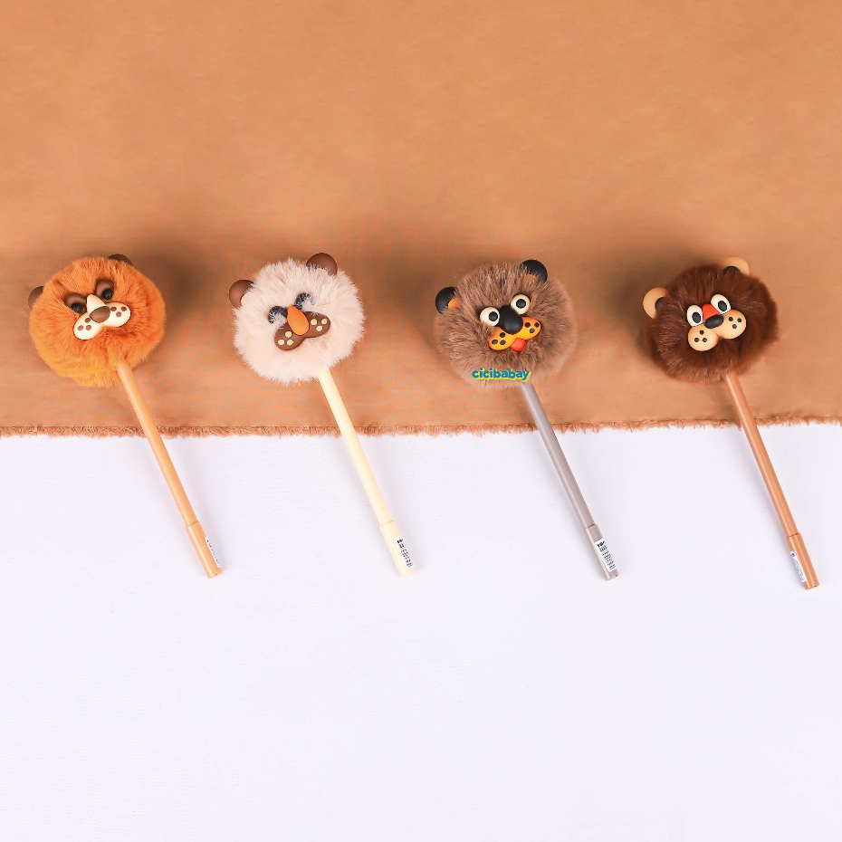 

Pulpen Pom Pom Bulu Lion Head Furry Pen Pulpen Gel Cute 0.5mm