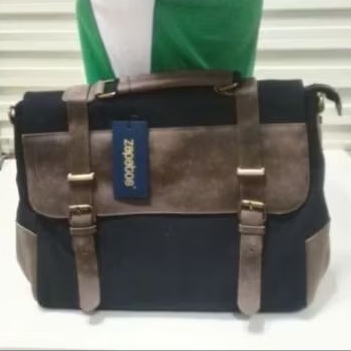 Tas Selempang Kanvas Zapatos Leather Black SB6078