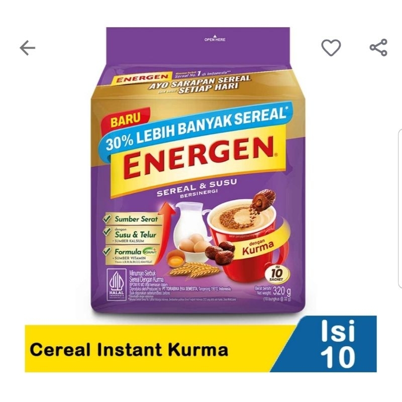 

Energen Kurma | Minuman Sereal Rasa Kurma | 1 Pouch 10 Sachet 30Gr