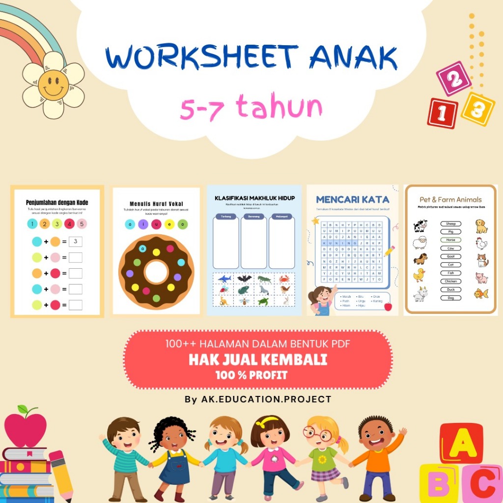 PREMIUM WORKSHEET EDUKASI ANAK 5-7 TAHUN BENTUK PDF By AK.EDUCATION.PROJECT