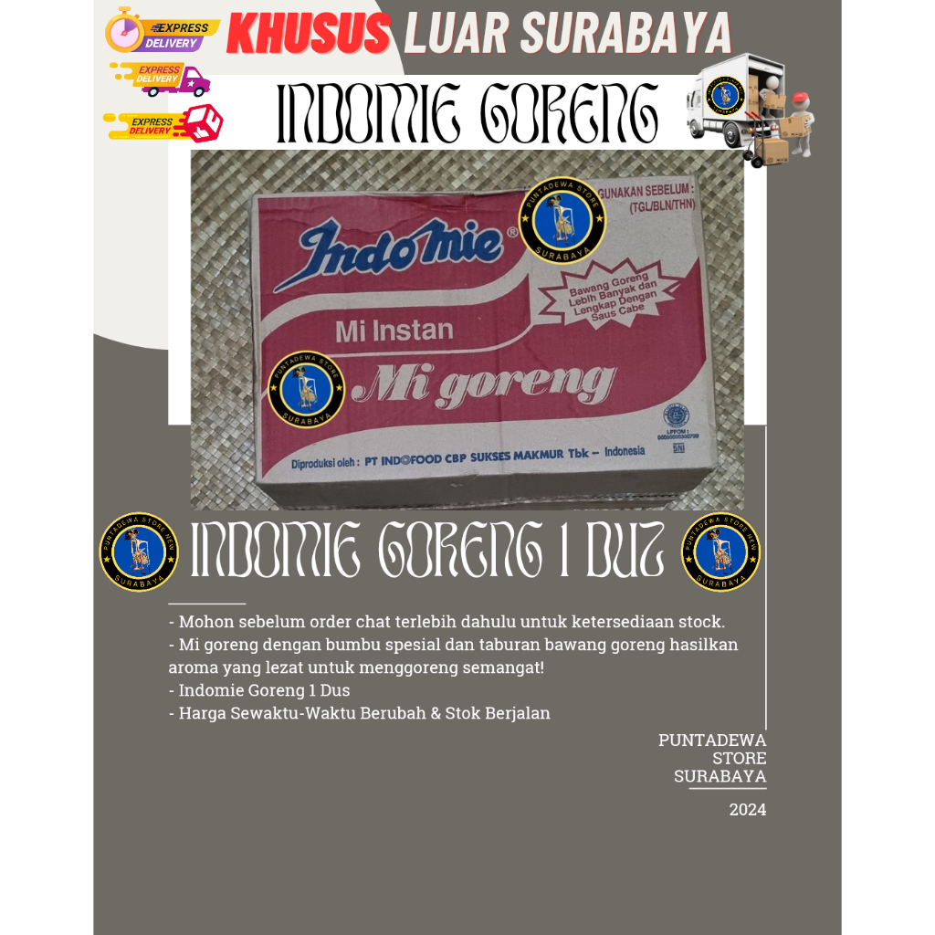 

Indomie Goreng 1Karton 85 gr (isi 40 pcs) pengiriman instan | Indomie Goreng 1 Dus Termurah Kirim Instan / Indomie Goreng 1 Dus