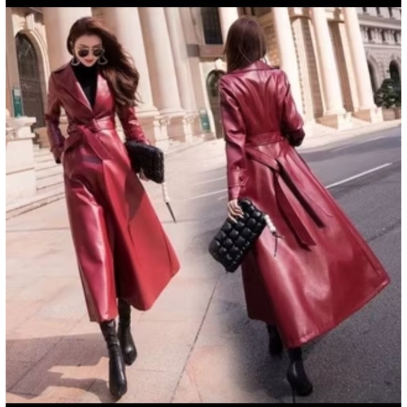 Jaket Jubah Panjang Wanita Semi Kulit