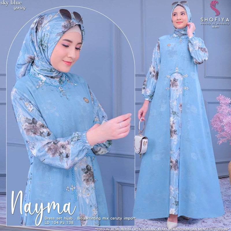 GAMIS DRESS NAYMA SET HIJAB ORIGINAL BY SHOFIYA