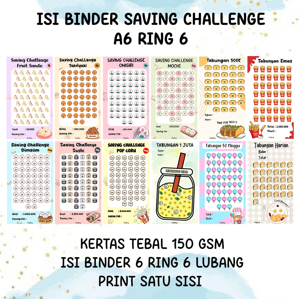 CHALLENGE MENABUNG A6 ISI BINDER FOOD SERIES