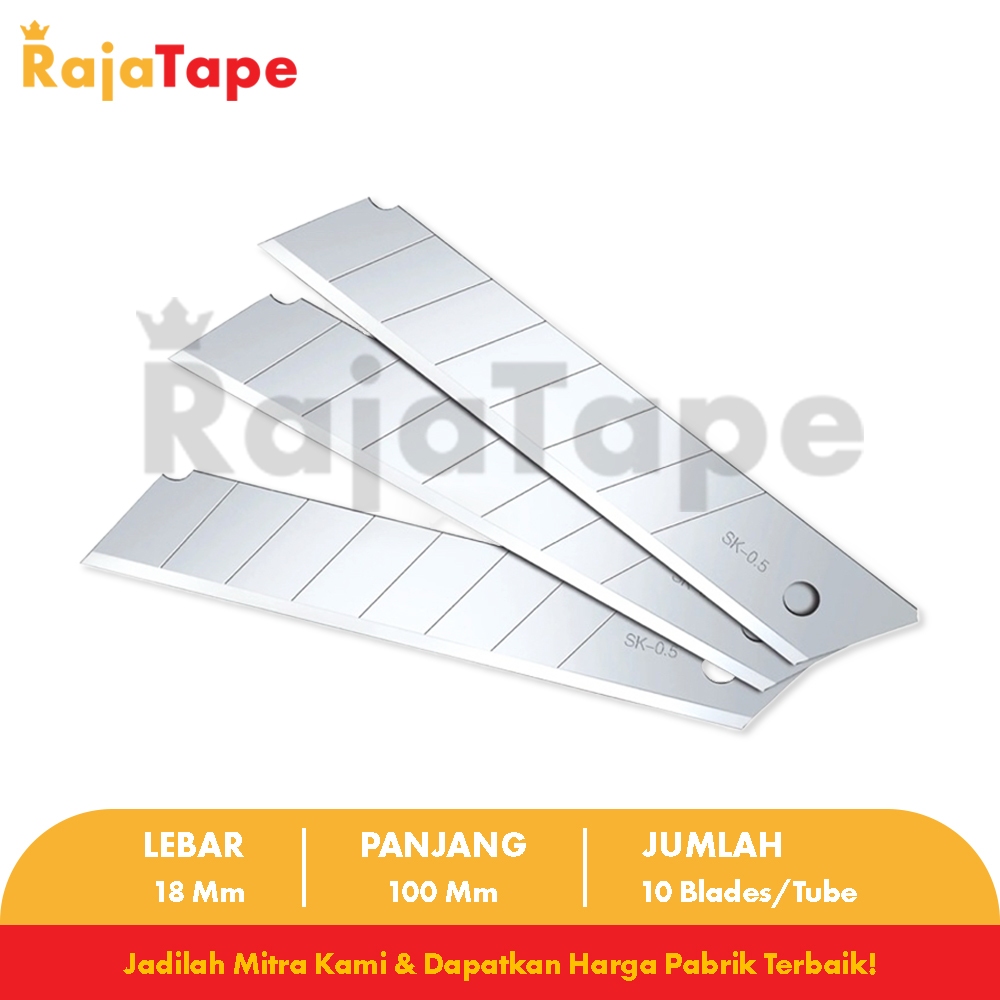 

Isi Pisau Cutter Besar / Refill Cutter Besar H-500 (1 Tube isi 10 Pcs) RAJA TAPE