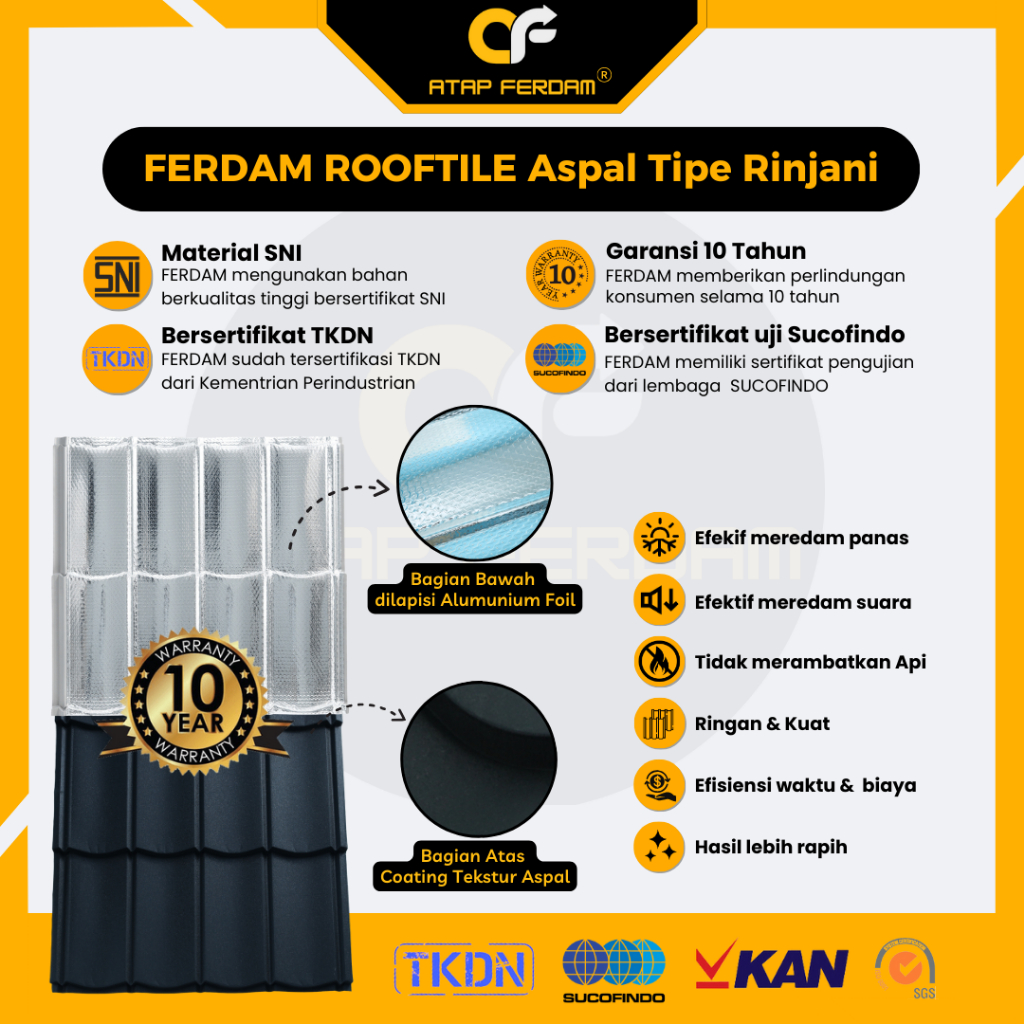 Ferdam Rooftile Rinjani 0,30 mm Hitam 318 Lembar Bali