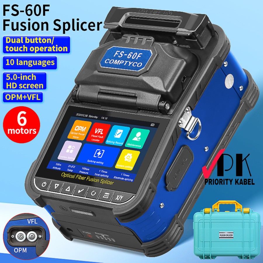 Fusion Splicer COMPTYCO FS-60F 6 Motors Fiber Optic Touchscreen 6 MOTOR Splicer FS60F