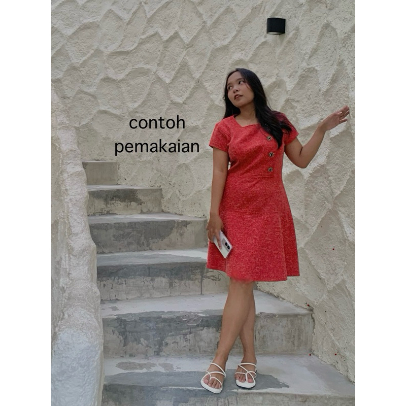 preloved dress tweed merah