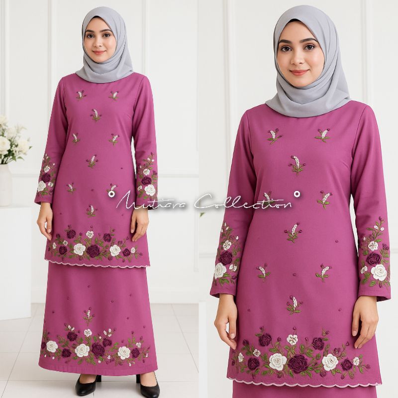 SETELAN BAJU KURUNG BORDIR BUNGA