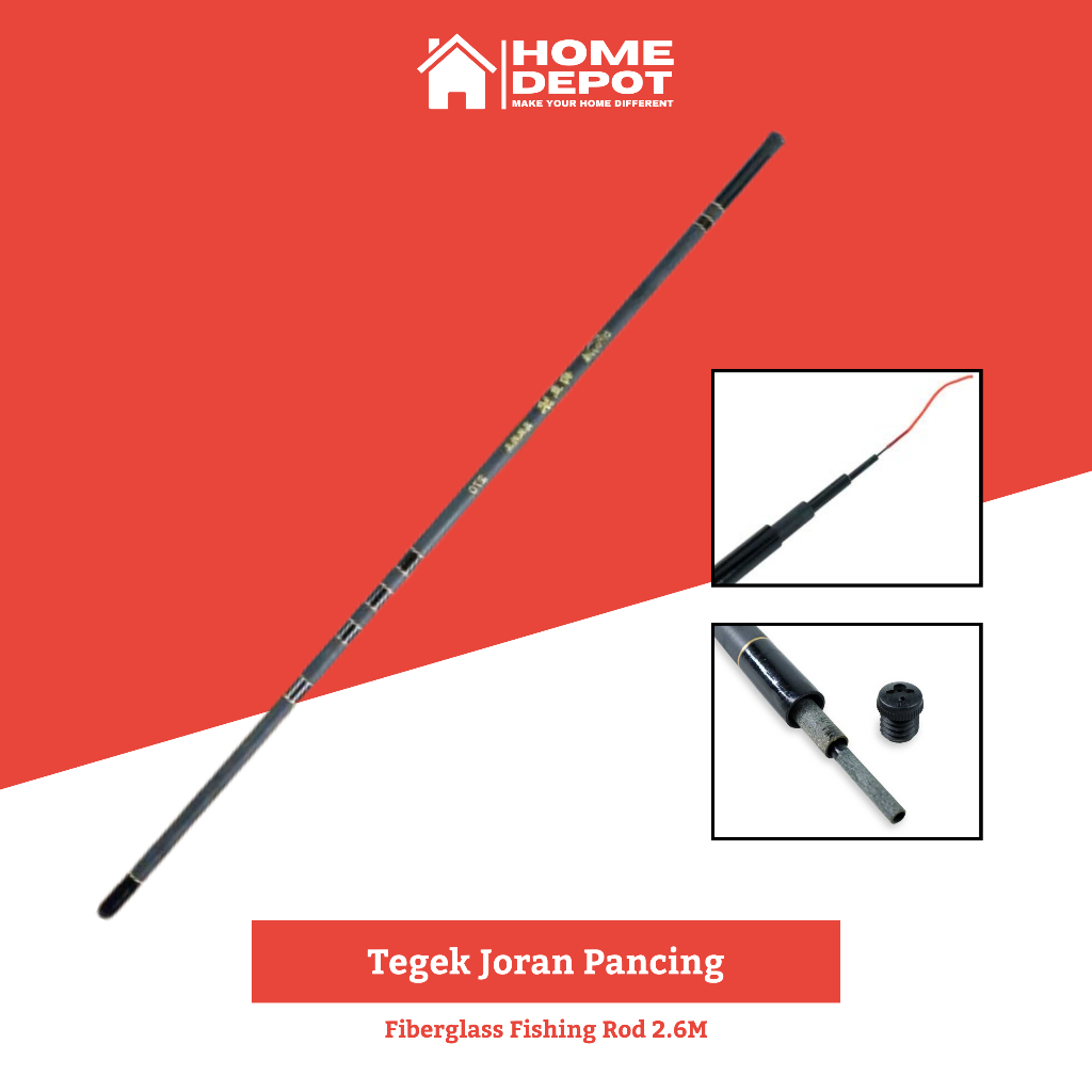 Tegek Joran Pancing Fiberglass Fishing Rod 2.6 Meter
