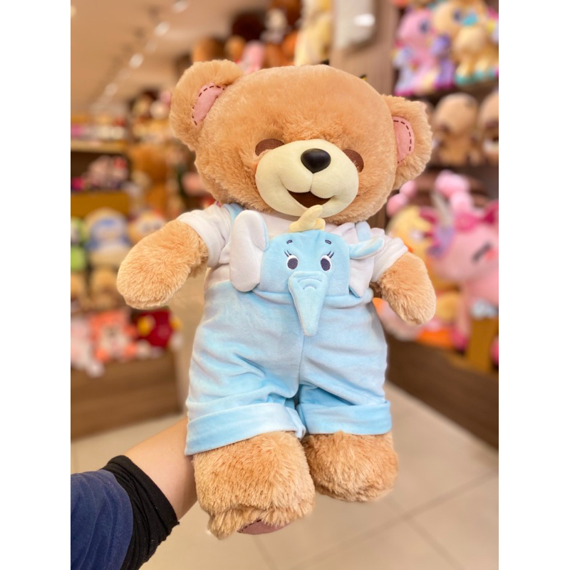ORI ISTANA BONEKA ISBON TEDDY BEAR BERUANG BONEY BONITA WITH BAJU GAJAH ELEPHANT OVEROLL SIZE 56cm