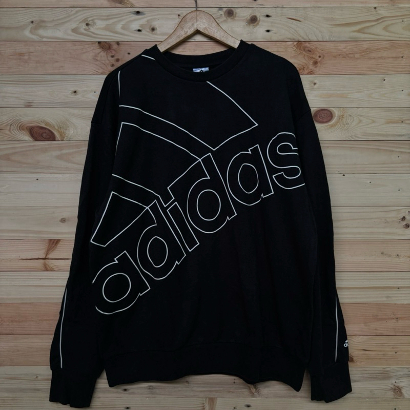 Crewneck Hoodie Adidas Trefoil Essentials Big Logo Originals - Second Very Good Condition Untuk Pria
