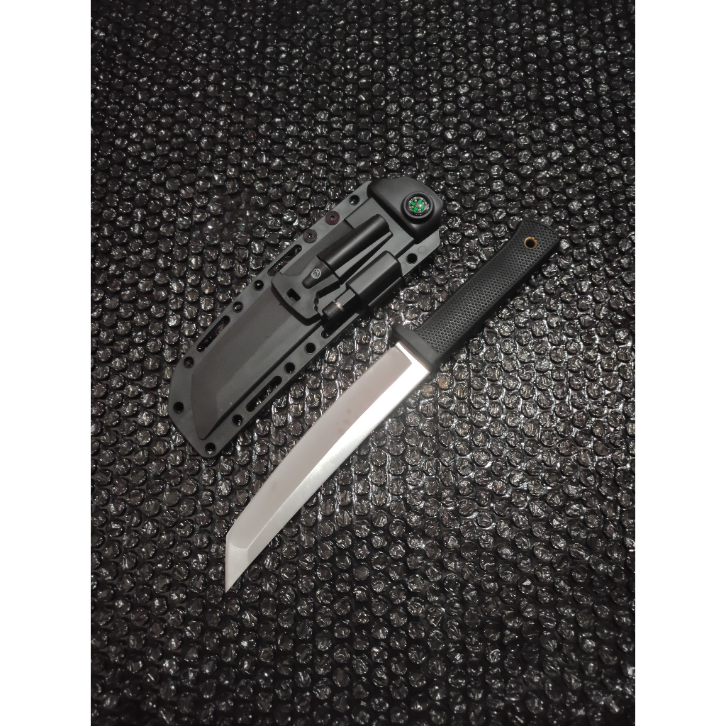 Pisau Survival Tanto Racon Hitam Camping Tactical Bushcraft