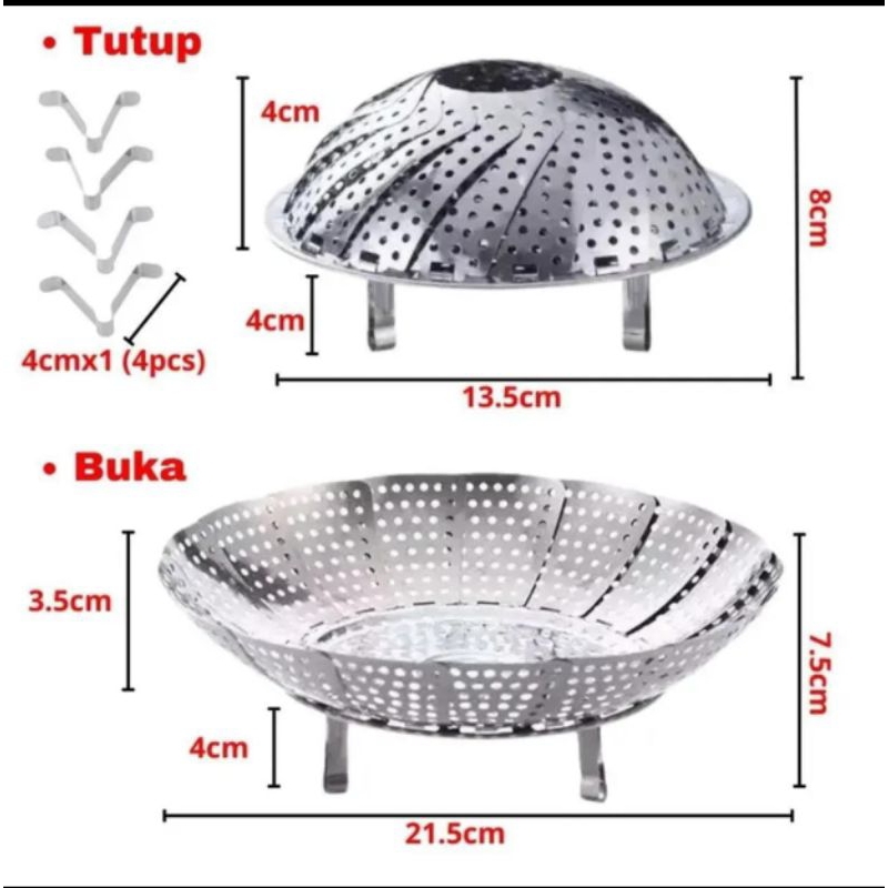 Kukusan Stainless Steel Lipat Flexible Tatakan Kukusan Steamer Cooking Plate Alat Kukus Lipat Bunga 
