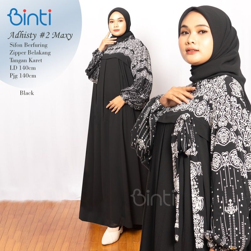 Adhisty Baju Gamis Jumbo Sifon Ld140 Full Furing Polos Cantik