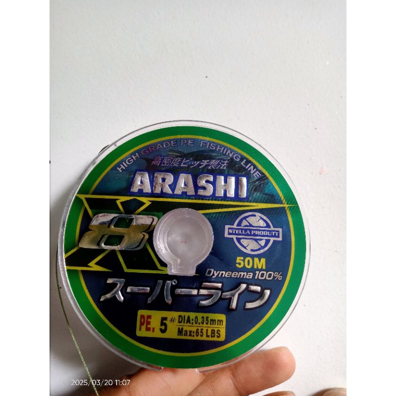 NILON PE X8 PANJANG 50METER ARASHI STELLA