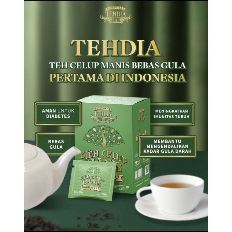 

TEHDIA Original Isi 10 Pcs / Teh Celup Manis Bebas Gula / Teh Sehat / Teh Diet