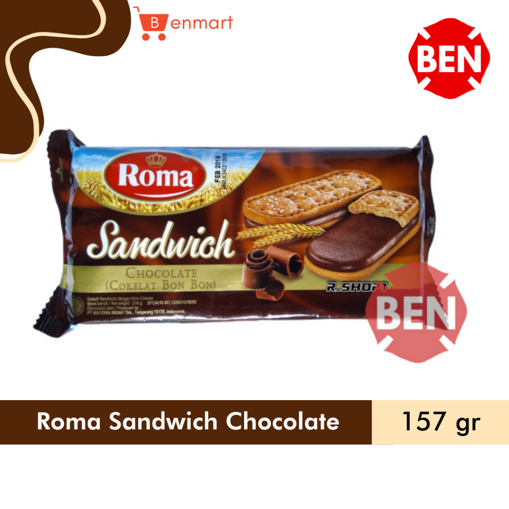 

ROMA SANDWICH RASA CHOCOLATE 1 BUNGKUS 157 gr 157gr - Cokelat Bon Bon Biskuit Grosir Pak Sendwich