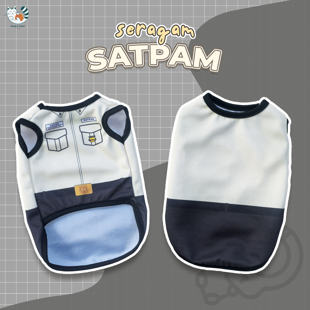 Baju Kucing Lucu Murah Seragam Satpam Kuning untuk Kelinci Monyet Kucing Anak Kambing Anjing Size Ju