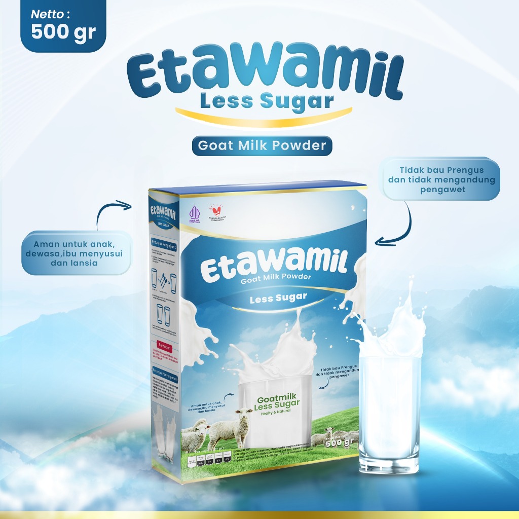 

ETAWAMIL LESS Sugar TANPA GULA TAMBAHAN Susu Kambing Etawa Bubuk - ORIGINAL 500g