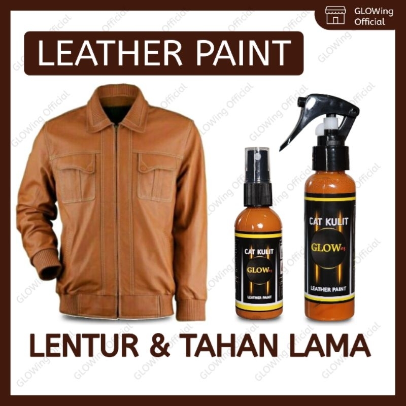 Cat kulit asli sintetis untuk sepatu tas jaket dompet leather paint GLOWing cat kulit premium tan