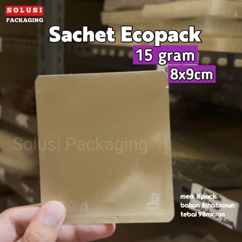 KPACK 15G SACHET ECOPACK 15 gram LITHO BROWN WARNA COKLAT PAPER KERTAS DRIP BAG COFFEE KEMASAN KOPI 