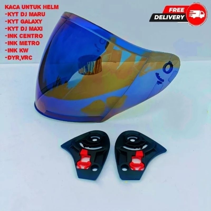 Kaca helm ink centro iridium blue gratis rachet visor