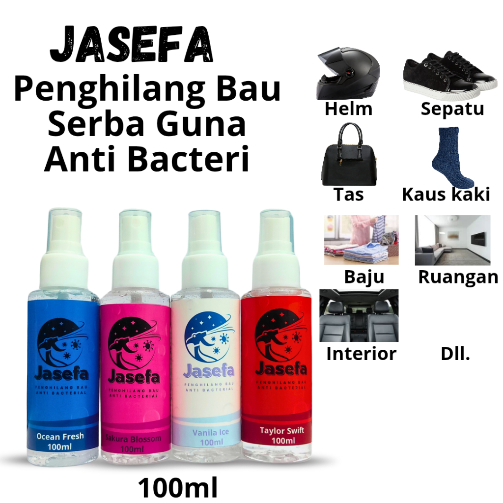 Jasefa Parfum Helm Sepatu Jaket anti bau apek, anti bakteri dan anti virus 100ml