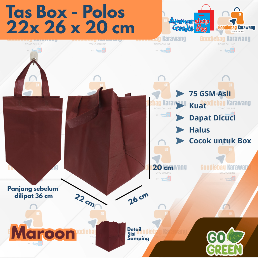 

(Satuan) Tas Goodiebag Box untuk Kotak 20x20 - Polos - Tas Box Dus Pres Tas Box Nasi Tas Box Hajatan Tas Box pengajian