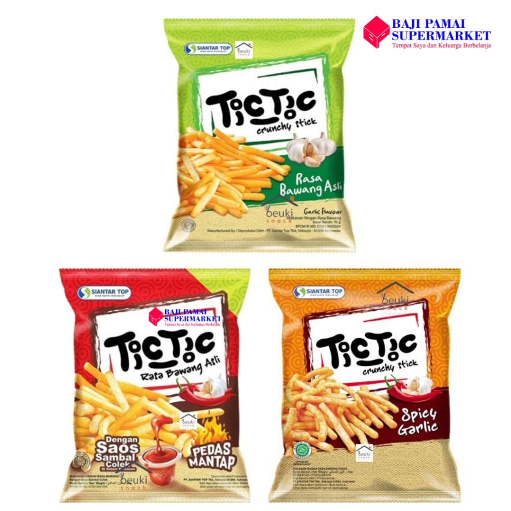

Tic Tic Crunchy Stick 70gr | Snack | Camilan - Bawang Pedas / Pedas Mantap / Bawang Asli