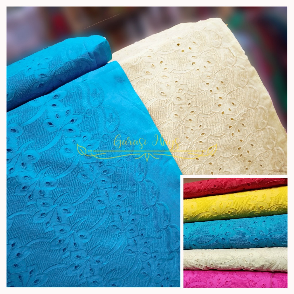 Kain Embroidery Katun Bordir Lebar 150 cm Bright Color Warna Terang