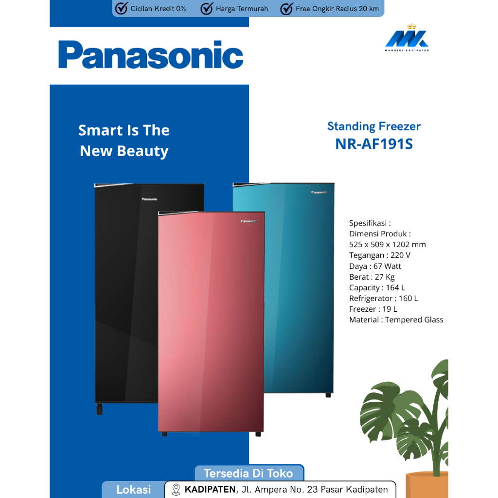 LEMARI ES PANASONIC NR-AF191S LEMARI ES 1 PINTU / KULKAS PANASONIC 1 PINTU