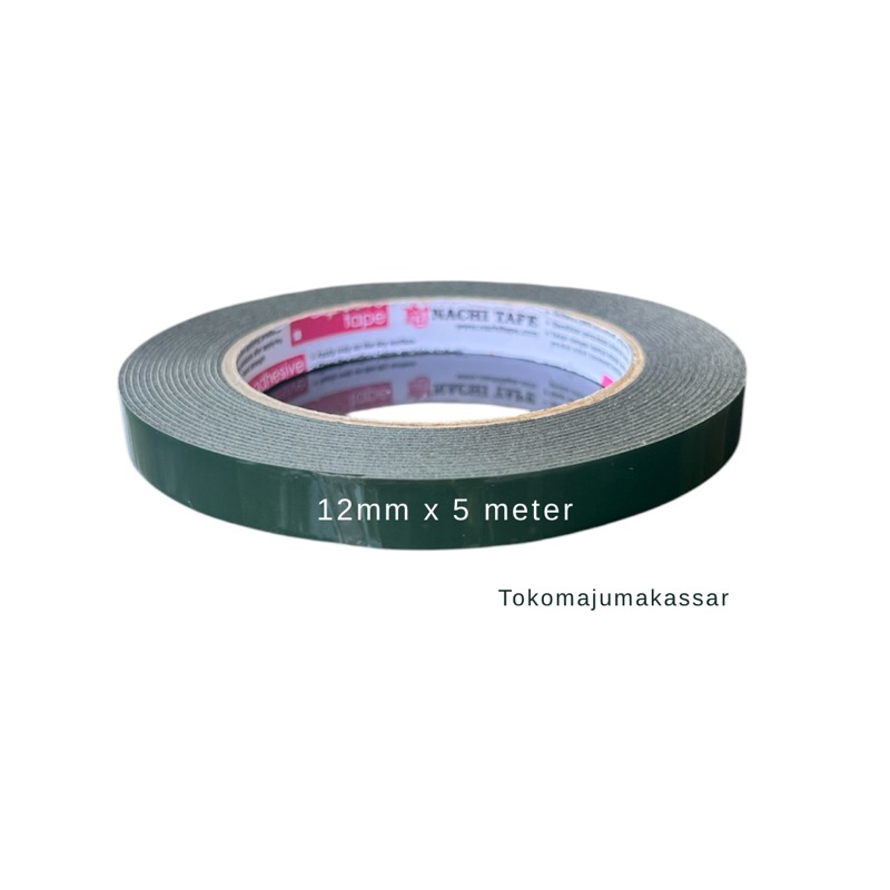 

Nachi Double Foam Tape 1/2 inch 12mm Isolasi Busa Hijau Timbal Balik Double Sided