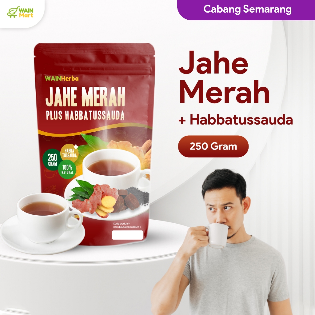

WAINHerba Jahe Merah Plus Habbatussauda 250 Gram Jahe Merah Bubuk Mix (Minuman hangat tradisional)