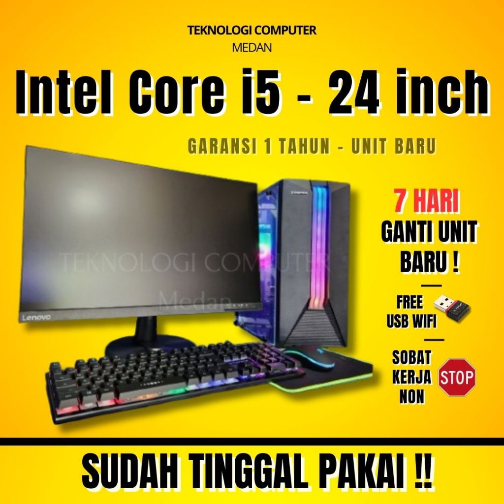 Core i5 ‖ Full Set 24" Lenovo ‖ Komputer Kantor Admin Sekolah ‖ CPU PC Rakitan