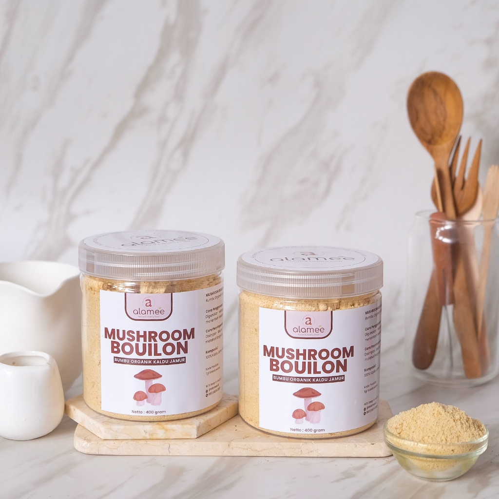

ALAMEE Kaldu Jamur NON MSG Bubuk Mushroom Powder Bumbu Dapur Organik Praktis Toples 400gr