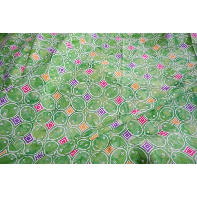NEW Kain Batik Cap Asli Motif Kawung Warna Hijau Smoke ( Tebal Tipis BerAsap Warna Latar ) Premium H
