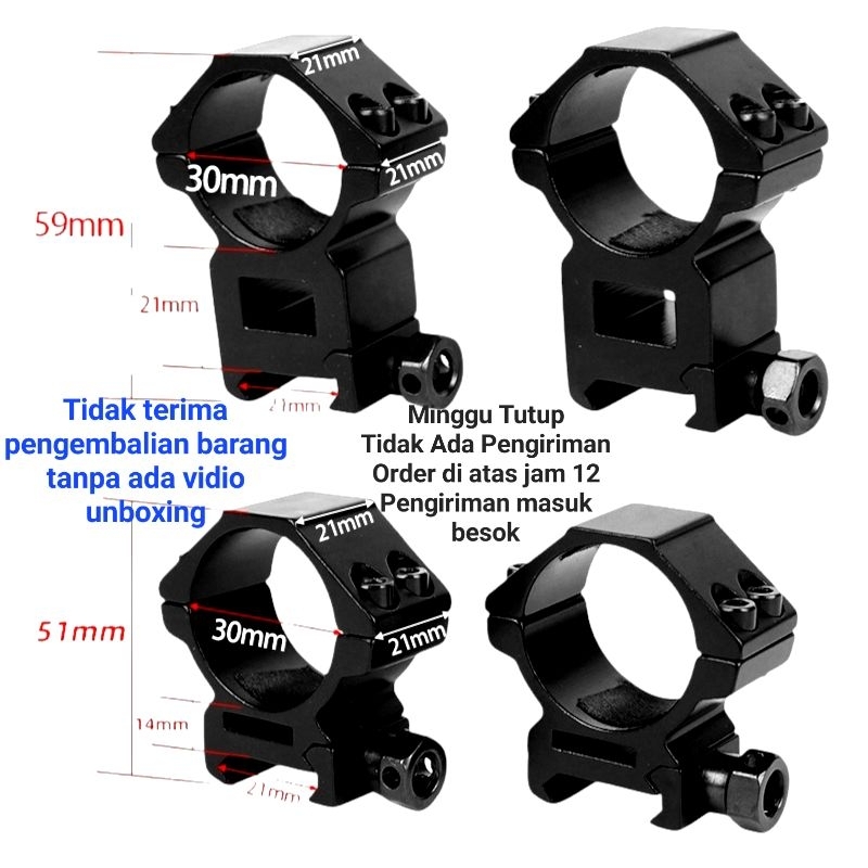 Mounting teleskop rail 22 tube 30 doble baut
