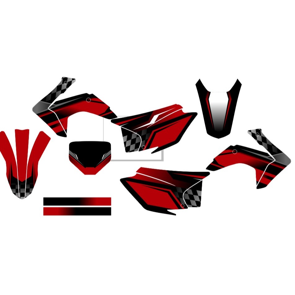 Decal Stiker CRF 230 Custom Full Body Dekal Sticker Striping CRF 230L Hitam Merah Supermoto